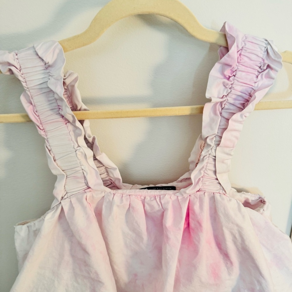 ZARA pink tie dye poplin top - Picture 3 of 6